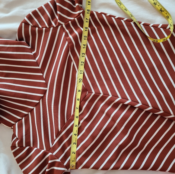 Vintage 1970s Original tags striped cowl casual dress brown white m medium 8 10 - Picture 9 of 9